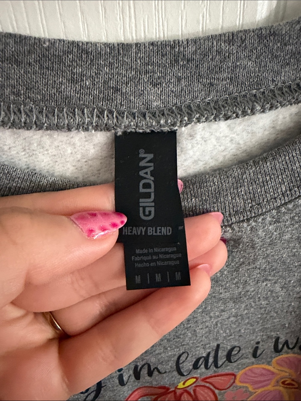Gildan Gray Crewneck Sweatshirt with Colorful Floral Goose Graphic - Picture 3 of 3